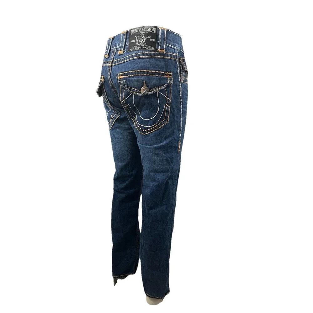 True Religion Joey Super T Mens 32x32 Made in USA Blue Straight Slim-Flare Y2K